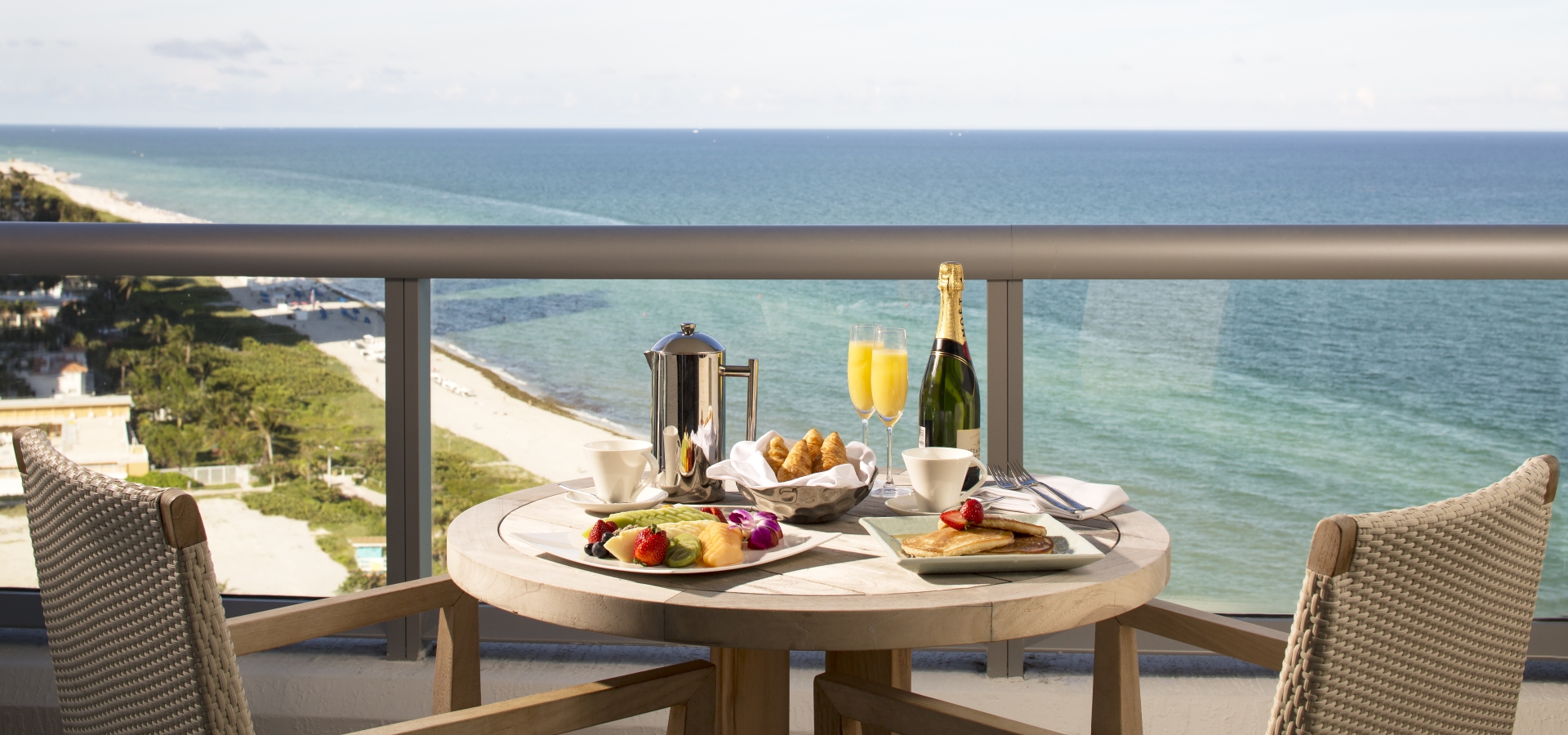 Champagne breakfast on a balcony