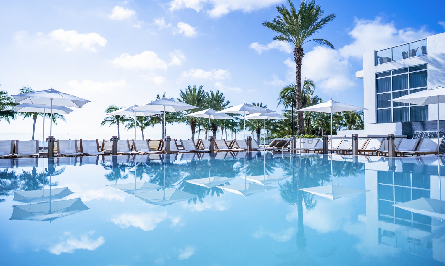 A stunning pool with an ocean view at Eden Roc