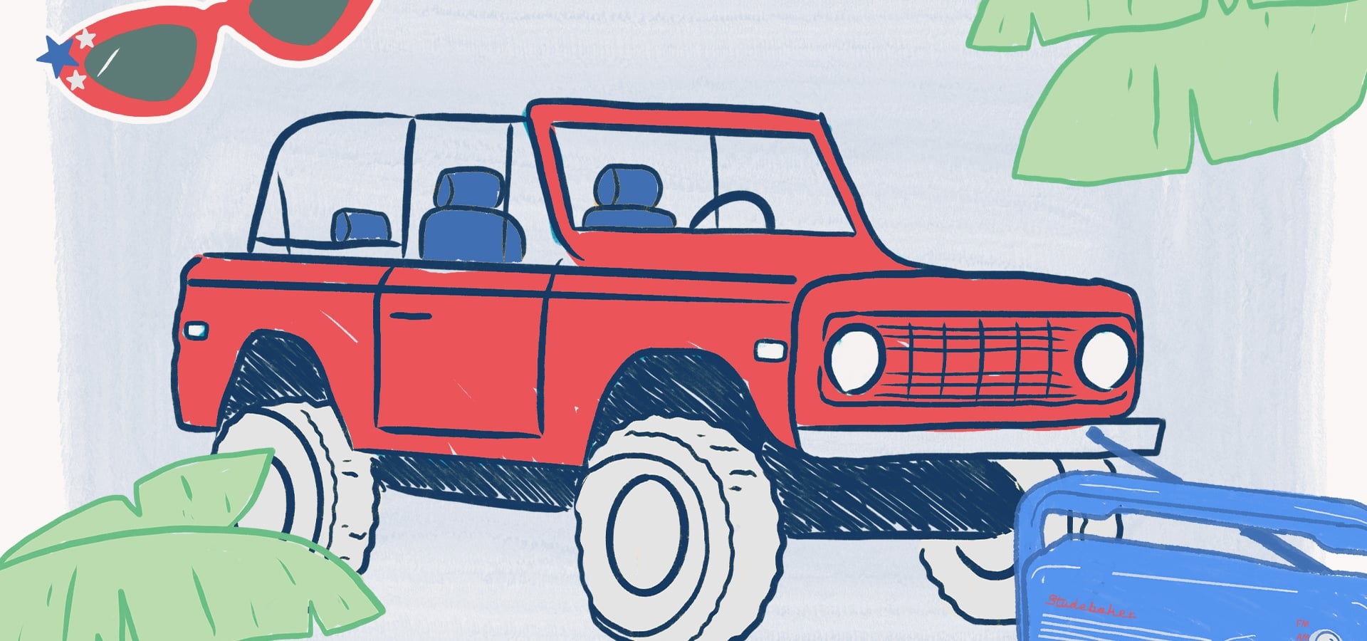 Red Bronco Truck for Florida Drive