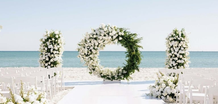 Wedding set up on beach